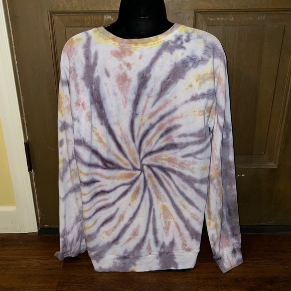Lucky Brand Brown Gold Tan Neutral Tie Dye Long Sleeve Crewneck Pullover Size L - Picture 2 of 10